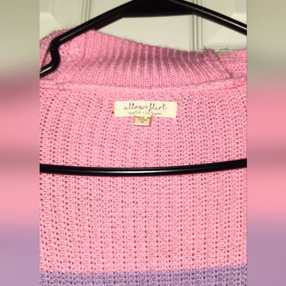 Ultra Flirt Medium Pastel Color Block Long Knit Cardigan - Picture 5 of 9